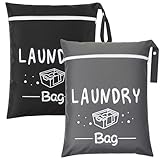 Xialvyu 2 Stück Reise Wäschesack,38 * 48 cm Wasserdichte Wäschesack mit Reißverschluss Faltbarer Schmutzwäschebeutel Nassbeutel für Reisen Fitness Camping