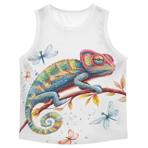 JUNZAN Red Mushrooms Puffball Black Boys Tank Top Sleeveless Summer Vest Tee Athletic Clothes for Running Biking Jogging 3T