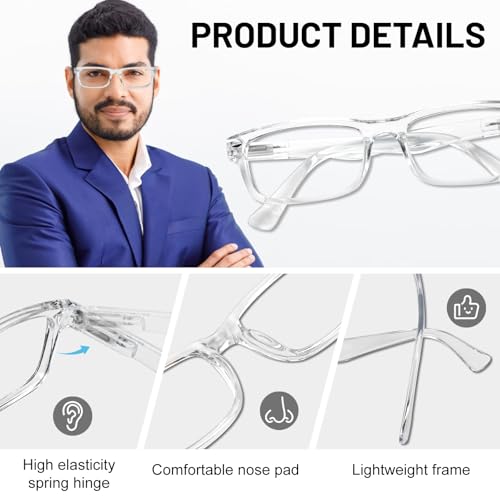 Image of OCCI CHIARI Classci Rectangle Reading Glasses for Men Lightweight Spring Hinge Readers