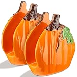 FoldTier 2 Pcs Pumpkin Shaped Ceramic Napkin Holders Halloween Fall Napkin Holders for Tables Napkin Dispenser for Kitchen Pumpkin Napkin Holder for Halloween Fall Thanksgiving Decoration(Orange)