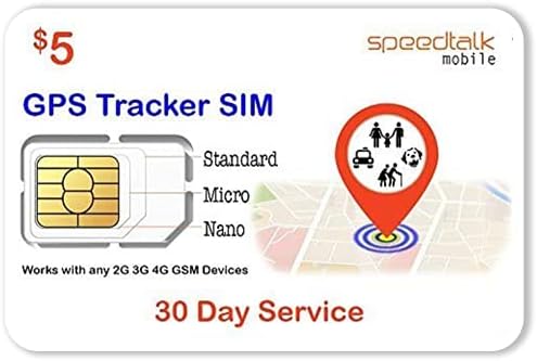 SpeedTalk Mobile 5 GSM SIM Card for GPS Trackers Pet Kid Senior Vehicle Tracking Devices 30 Day Service