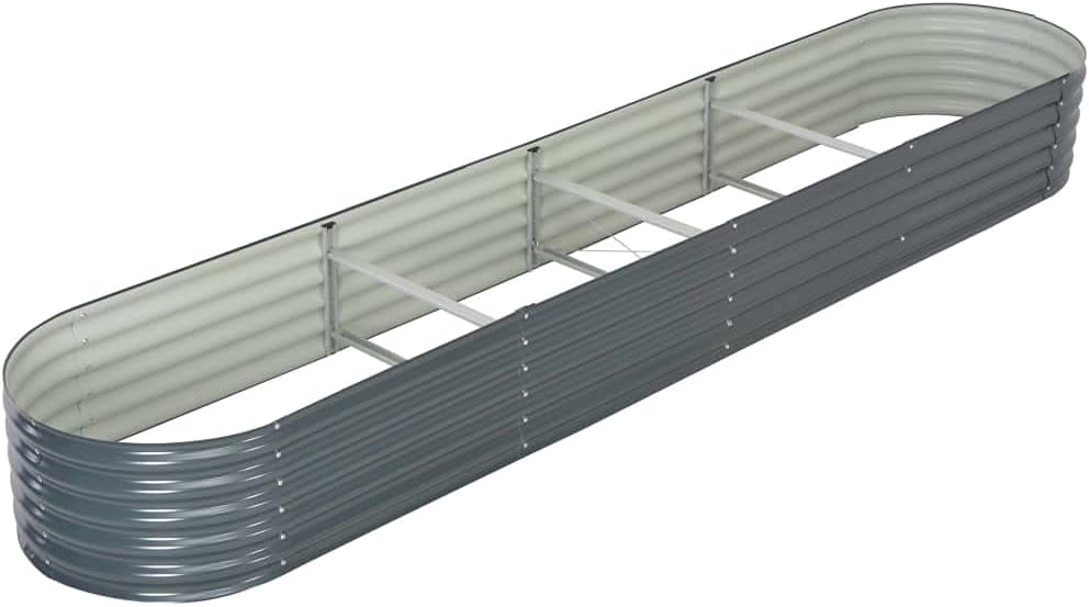 vidaXL Garden Raised Bed 157.5" Garden Outdoor Balcony Patio Planter Flower Vegetable Pot Box Planting Container Metal Galvanized Steel Gray