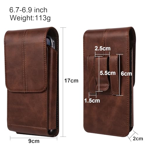 Handy Gürteltasche Herren Leder Schwarz, Handytasache für Gürtel, Universal Leder Handytasche Halterung Herrengürtel Tasche Vertical Flip Cover Telefon Bauchtasche Schutztasche mit Gürtelschlaufe