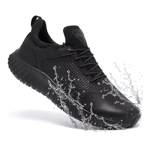 SHULOOK Kochschuhe Herren rutschfeste Schuhe Küche Wasserfeste Schuhe Outdoor Leicht Gastro Kellner Ohne-Stahlkappe (Schwarz EU 42)
