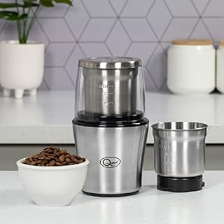 Quest 34170 Electric Coffee Grinder / One Touch Operation / 200W / 80g Capacity / 2 x Interchangeable Stainless Steel Blades / Also Grinds Wet & Dry Foods Like Nuts, Spices, Fruits & Vegetables