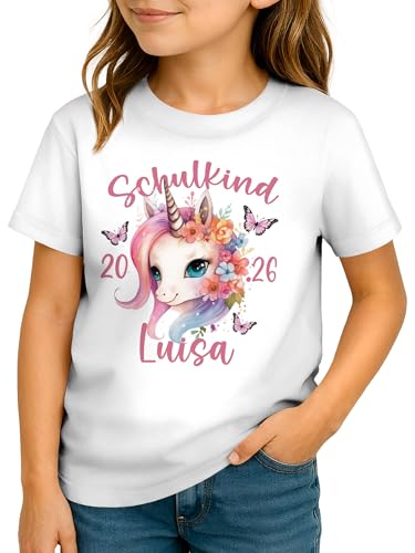 SpecialMe® Kinder T-Shirt Mädchen Einhorn Schulanfang 2025 Schulkind...