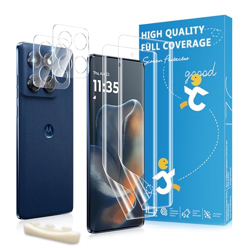 2+2 Stück Schutzfolie für Motorola Edge 60 [Nicht-Glas] + Kamera Schutzfolie, Fingerabdruck-ID Unterstützen, Spuren Reduzierbar, Kratzfest, HD Klar, Kompatibel mit Moto Edge 60 Screen Protector ﻿