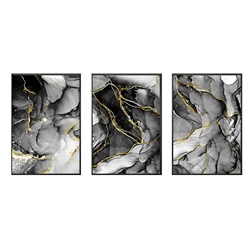 DAYINHUA Nordic Grey Golden Fluid Marble Texture Abstract Wall Art Canvas Poster Print Modern Living Room Decoración Cover