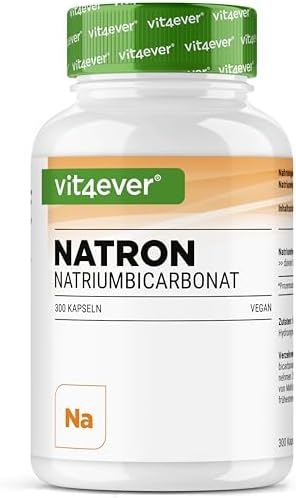 vit4ever Natron Kapseln - 300 Kapseln - 1000 mg reines Natron | Hochdosiert mit 4000 mg Natriumhydrogencarbonat pro Tagesdosis - über 99 % Reinheit - Vegan - Laborgeprüft