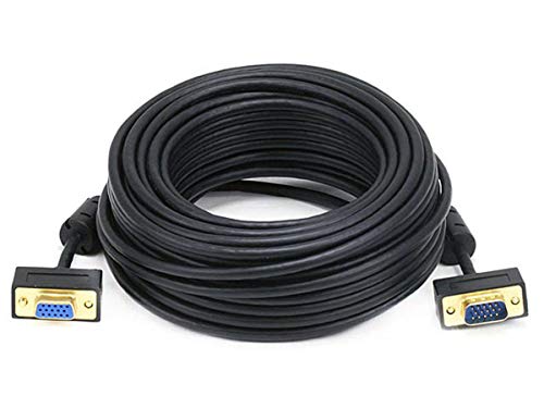 Image of Monoprice 50ft Ultra Slim SVGA Super VGA 30/32AWG M/F Monitor Cable w/ ferrites (Gold Plated Connector)