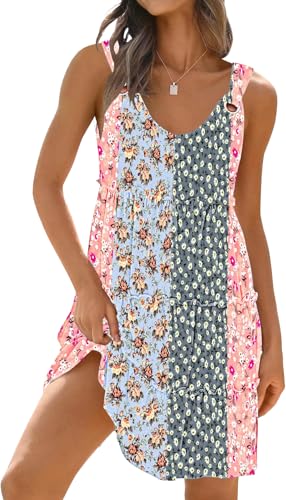 Image of ETCYY Sundresses for Women 2026 Vacation Swimsuit Cover Ups Boho Floral Beach Dress T-Shirts Tank Dresses