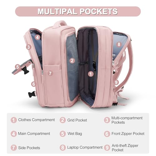 Image of coofay Expandable Travel Backpack For Women Men Airline Approved Personal Item Backpack For Airlines Carry On Backpack Flight Approved Waterproof Backpack For Traveling On Airplane Gym Travel Bag