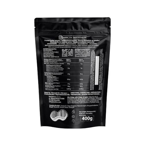 Nustino Erdnussbutter Pulver Pure 400g – Entfettet, kalorienarm, ohne Zusatzstoffe, Proteinreiche Erdnusscreme
