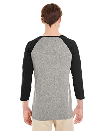 Jerzees Adult 4.5 Oz. Tri-Blend Baseball Raglan Xl Oxford/ Black #TOP3