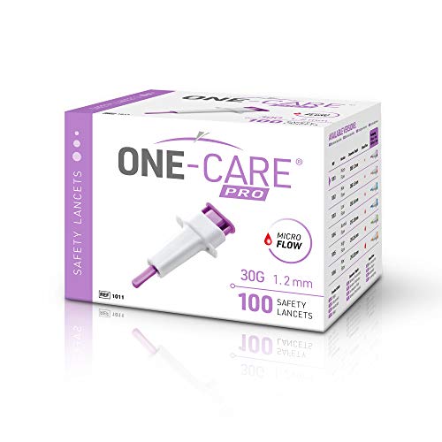 Medivena One-Care Pro Safety Lancets, Top Push Button Activated, 30G X 1.2Mm, 100/Bx, Sterile, Gentle & Comfortable Sampling #TOP7