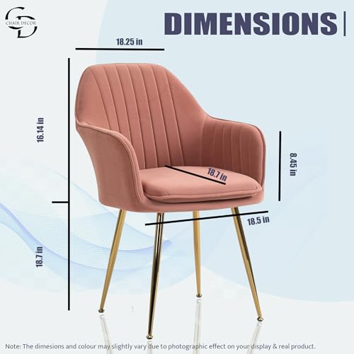 Image of Velvet Accent Chair with Matching Pouffe & Floral Cushion | Modern Upholstered Armchair with Gold Metal Legs | Lounge Chair for Living Room, Bedroom, Office, Guest Room (Pink)