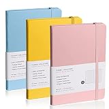 EMOMAS Lined Journal Notebook, 3Pack(1sky blue-1pink-1bright yellow), 160 Pages, Medium 5.7 inches x