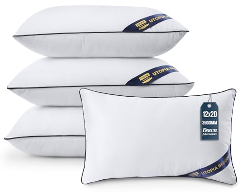 Utopia Bedding Throw Pillow Inserts (Pack of 4, White), 12 x 20 Inches Decorative Indoor Pillows for Sofa, Bed, Couch, Cushion Sham Stuffer
