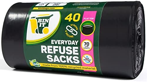 BIN IT 40 White Drawstring 50L Strong & Secure, Refuse Sacks, Bin Bags - View #10