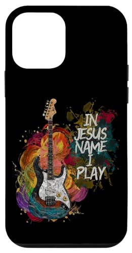 In Jesus Name I Play Guitar Christian Guitarist God Faith Carcasa para iPhone 12 Mini