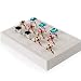 Oirlv Linen 3 Slots Ring Earrings Display Trays Showcase Jewelry Organizer (Creamy-White,Rectangle)