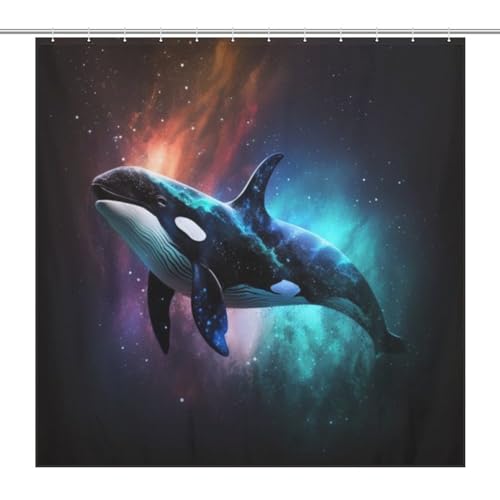 Rideau de douche en tissu polyester imperméable motif baleine 183cm