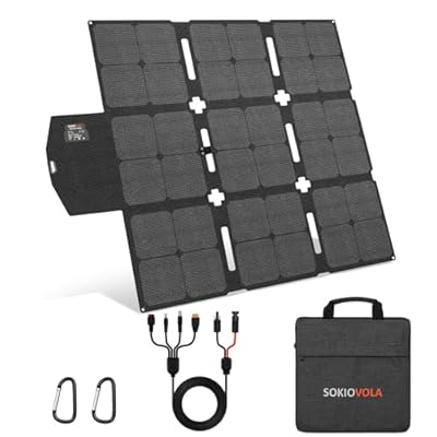 SOKIOVOLA 120W Portable Solar Panel with MC-4 Connector Foldable Solar Panel for Camping Folding Solar Panel Charger for Portable Power Station Laptops RV