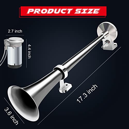 CARFKA Air Horn for Truck Boats Car, 150DB Super Loud Train Horns Kit with 120 PSI Air Compressor (silver, Single) - Thumbnail 2