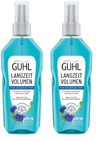 Guhl Föhn-Aktiv Styling Spray - Inhalt: 150 ml - Aus der Langzeit Volumen Serie - Haartyp: fein, kraftlos oder platt - Dermatologisch bestätigt (Packung mit 2)