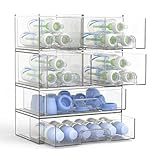 Farazza Clear Baby Bottle Organizer Storage Bins with Pull-Out Drawers, 6-Pack Organizer Set with Labels, Premium PET Plastic Storage Organizer for Pantry, Bathroom, Vanity, Cabinet, Countertop