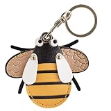 Dingfeiyu Pelle Cover Compreso Portachiavi per Apple Airtag, GPS Localizzatore Custodia per Bambini, Anziani, Animali Domestici, Zaino, Bicicletta, Valigia (ape gialla)