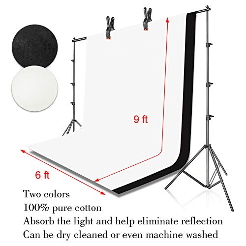 Emart 8.5X10Ft Photography Backdrop Kit With 400W 5500K Daylight Umbrella Continuous Lighting Set, Black & White Backgrounds For Photo Studio Product, Photoshoot, Portrait Shoot #TOP5