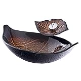 Homelava 洗面ボール 洗面ボウル 彩色上絵洗面ボウル＆蛇口セット 洗面台 手洗い器 強化ガラス製 排水金具付 (葉)