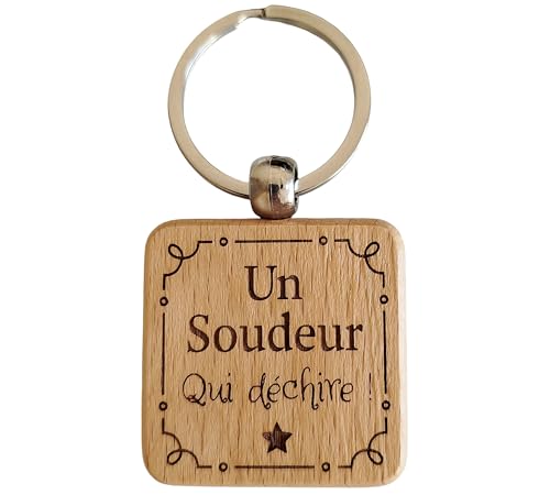 Porte-Clés en Bois Gravé et Personnalisé - Idée Cadeau Soudeur Original pour TIG, MIG, Chaudronnier - Porte Clef Soudeur Idéal pour Noël et Anniversaire