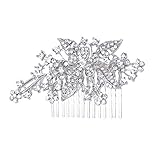 EVER FAITH Women's Austrian Crystal Wedding Elegant 3 Flower Leaf Hair Comb