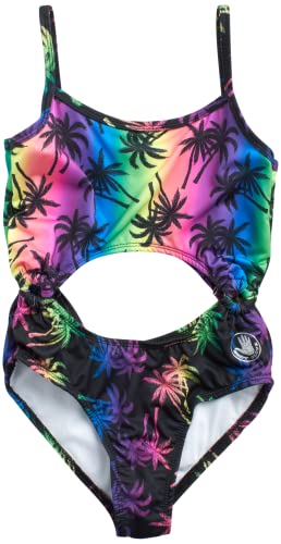 Body Glove Girls One-Piece Swimsuit Bathing Suit In Solids Or Prints, Size 7, Black/Tie Dye Palm Tree #TOP21