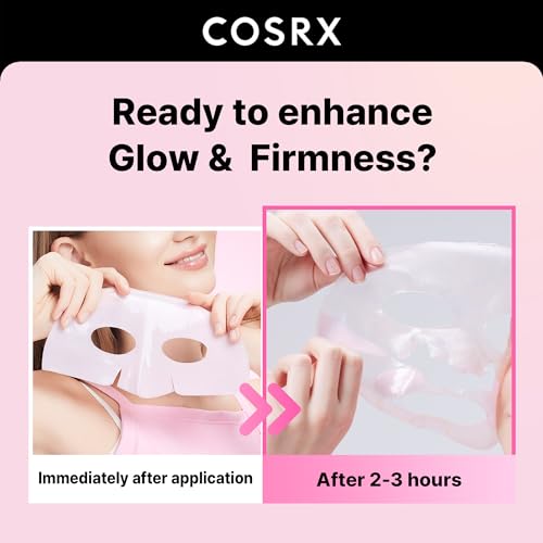 Image of COSRX Pink Peptides Collagen Lifting Glow Hydrogel Face Masks Skincare 3 EA, Collagen Face Mask, Travel Essentials, Overnight Face Mask, Korean SkinCare