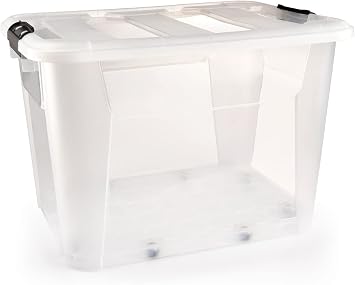 Storage Box, Storage Box, Large Size Ziplock Case, Multi-Purpose Wheel Transparent Case 60 Liters