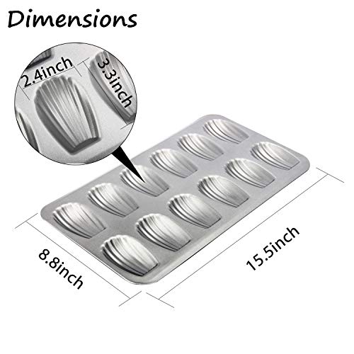 Taounoa Madeleine Pans, 12-Well Nonstick Baking Pans Set Of 2, Heavy Duty Shell Shaped Mini Cookies Cake Mold Pan #TOP1