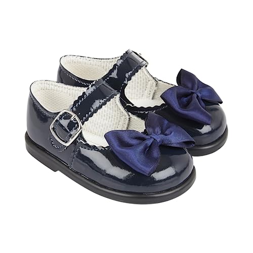 EARLY DAYS Baypods, Toddler Shoes with Hard Sole, Baby Girls First Walking Shoes with Anti-Slip Sole, First Walkers, Made in England, Navy Patent, 5 UK Child
