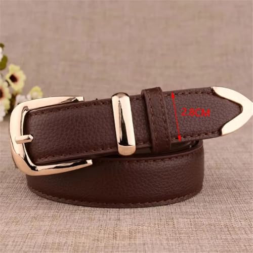 Women’S Fashion Genuine Leather Belt With Gold Metal Buckle 2.8Cm Wide Dress Jeans Accessory4