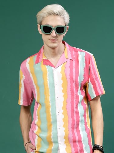 Image of Rigo Printed Co-Ord Set for Men | Casual Shirt & Shorts Night Suit | Lounge-Wear Nightdress Pajama Set | Night Wear, Beach, Vacation Outfit Multi-Color