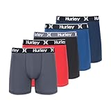 Hurley Men's 5 Pack Boxer Briefs, Blue/Red, Medium