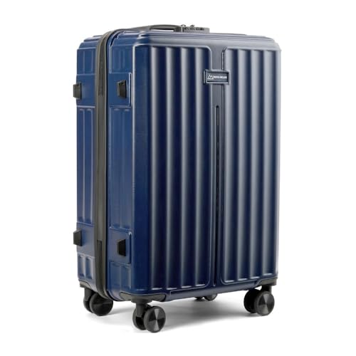 Image of MOVE-MEANT ROAMIFY Medium Cabin Suitcase 66 CM 8 Wheels Number Lock Poly Carbonate Navy Blue Trolley Bag for Men & Women | 360 Degree Wheeling System Luggage | Trolley Bags for Travel