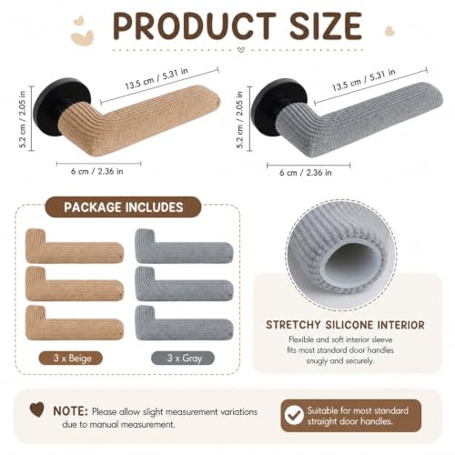 Image of 6PCS Silicone Door Handle Cover, Universal Fit Door Handle Protector, Comfortable Barrier for Hot and Cold Climates