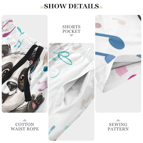 ALAZA Cute Panda Musical Notes Men's Pajama Shorts with Pockets4