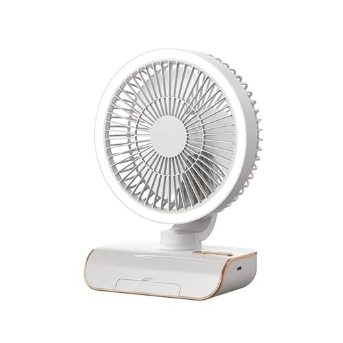 Image of 4000mAh High Speed ๐๐๐๐ก๐๐ซ๐ ๐๐๐๐ฅ๐ Table Fan for Home, ๐๐ฌ๐๐ข๐ฅ๐ฅ๐๐ญ๐ข๐ง๐ ๐๐๐ง with ๐๐๐ ๐๐ข๐ ๐ก๐ญ | ๐๐๐ ๐๐๐ซ๐ฌ๐จ๐ง๐๐ฅ Fan, ๐ ๐๐ฉ๐๐๐ (F1 - White)
