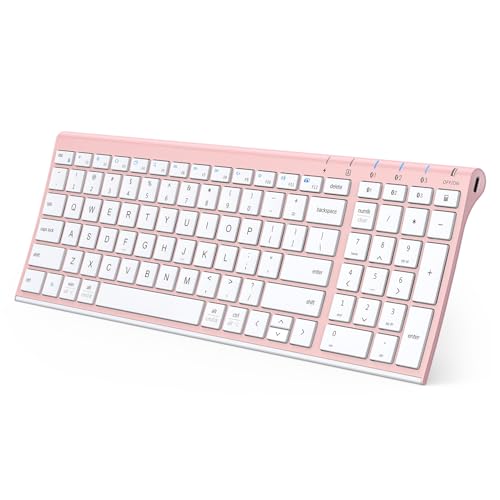 iClever BK10 Bluetooth Keyboard, Wireless Rechargeable Ultra-Slim Keyboard with Long Battery Life, Compatible with iOS, Android, Windows, Mac for iPad, Tablet, Laptop, PC, Phone