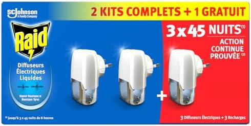 Raid Diffuseur Electrique Liquide - Répulsif Moustiques - 3x45 Nu...