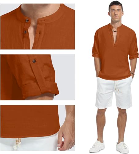 Image of Zombom Men's Kurta || Chinese Collar Long Sleeves || Straight Hip Length Kurtas || Short Kurta for Men || for Festival || Function || Occasion Wear Fancy Kurta for || Best Gifts for Men's